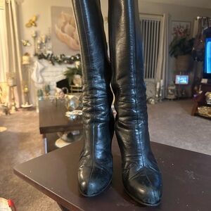 Prada Black Leather Ankle Boots